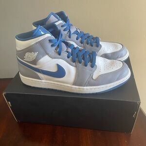 Nike Air Jordan 1 mid True Blue Cement Grey White Mens